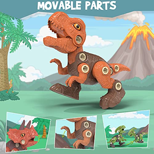 Take Apart - Juguetes de dinosaurio para niños de 3 a 7, STEM Kids Play Dinosaur Toys, juguetes de dinosaurio de construcción para niños con taladro eléctrico para, niños y niñas regalos de cumpleaños