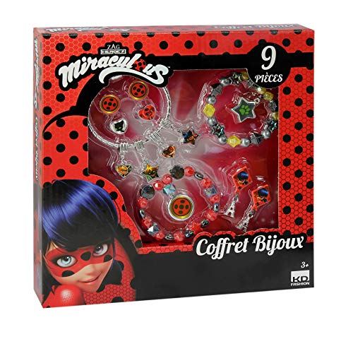 Taldec- Miraculous: Tales of Ladybug & Cat Noir Caja de Joyas de 9 Piezas, Color Rojo (T19804)