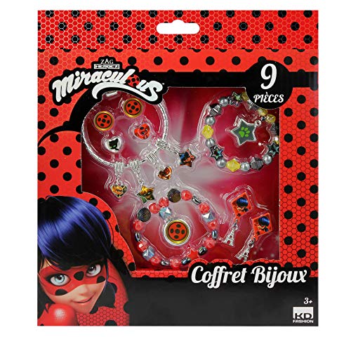 Taldec- Miraculous: Tales of Ladybug & Cat Noir Caja de Joyas de 9 Piezas, Color Rojo (T19804)