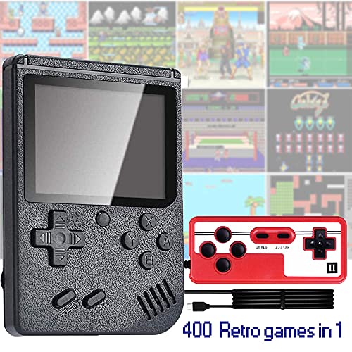 Tanouve Consola de juegos portátil, consola retro FC del juego con 400 juegos clásicos FC, soporte conexiones de TV, 3,0 pulgadas, batería recargable de 800 mAh para niños y adultos