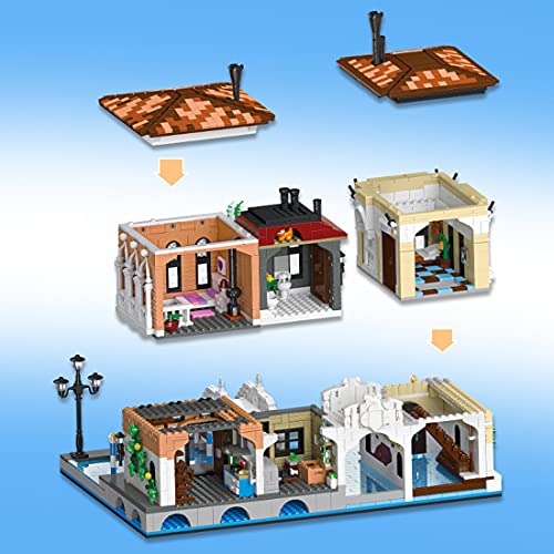 TASS Ideas Venice City Modular 3050Pcs European Street View House Architecture Bricks Modelo Compatible con Lego Creator