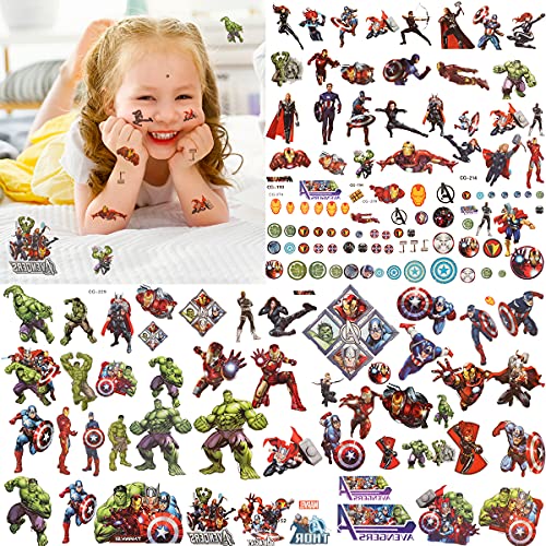 Tatuajes Temporales para Niños Niñas, Avengers Tatuajes Temporales, Tatuajes Falso de Avengers, Tatuajes para Niños, Tatuaje Pegatina Niños Cumpleaños, Regalo de Decor Fiesta para Niños y Niñas