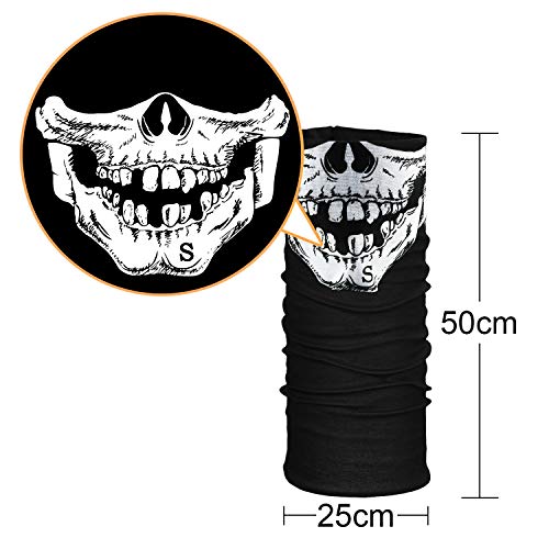 Tatuo Guantes de Esqueleto Blancos y Máscara de Cara de Calavera Mitad de Huesos de Fantasmas para Fiesta de Disfraz de Danza de Halloween de Adultos