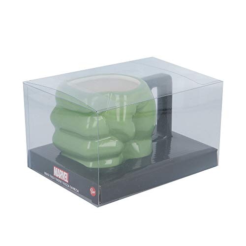 TAZA CERAMICA 3D PUÑO 450 ML HULK EN CAJA REGALO