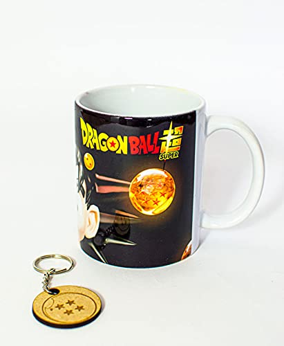 Taza Dragon Ball + llavero de madera (Taza + Llavero - Compatible con Dragon Ball - Son Goku Esferas de dragon - Anime - Manga…)