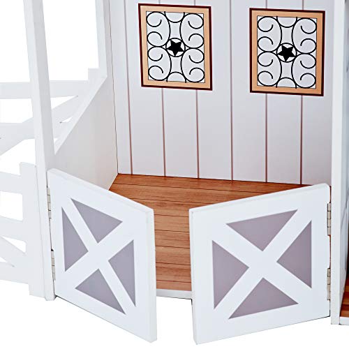 Teamson Kids Casa/Alquería De Muñecas Madera Blanco Y Muebles para Niños TD-12901A