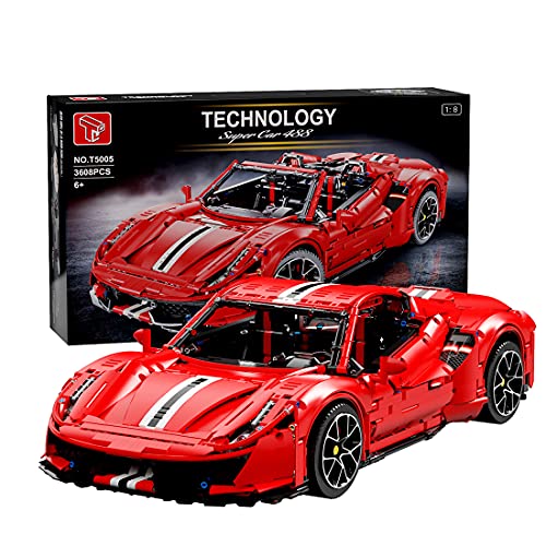 Technic Racing Sports Car Ferrari 488, MBKE 3608 Pcs 1:8 Scale Super Racing Car Building Kit para Ferrari 488 GTB, bloques de construcción compatibles con Lego Technic