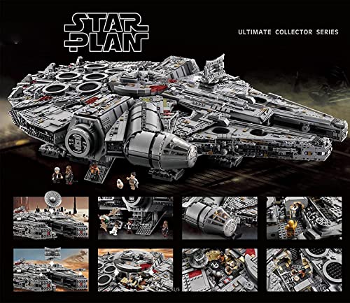 Technic Star Wars Millennium Falcon Falcon Starship Model, 7528 Piezas Juego Construcción Nave Espacial Grande USC Clamp Building Blocks Kit Construcción Compatible con Lego