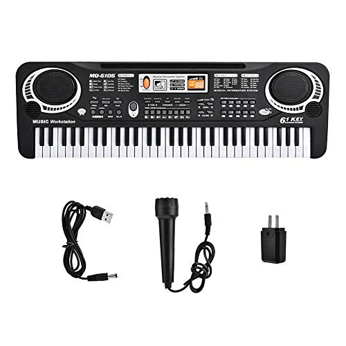 Teclado para Niños con Micrófono, Teclado de Piano Portátil de 61 Teclas Piano Digital Teclado para Niños para Principiantes Piano Electrónico con 61 Teclas Teclados de Juguete Musical