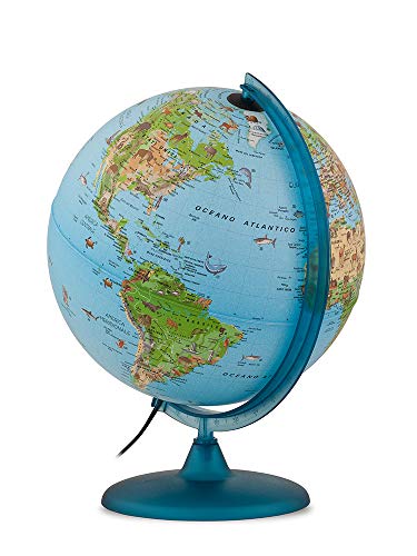 TECNODIDATTICA - 0325SASAITKBBGD6 – Globo terráqueo Safari con Libro, 25 cm