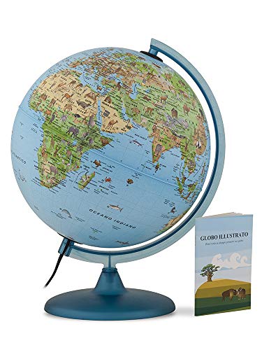 TECNODIDATTICA - 0325SASAITKBBGD6 – Globo terráqueo Safari con Libro, 25 cm