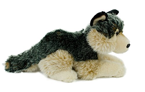 Teddys Rothenburg Peluche de lobo tumbado, 24 cm, color gris/beige