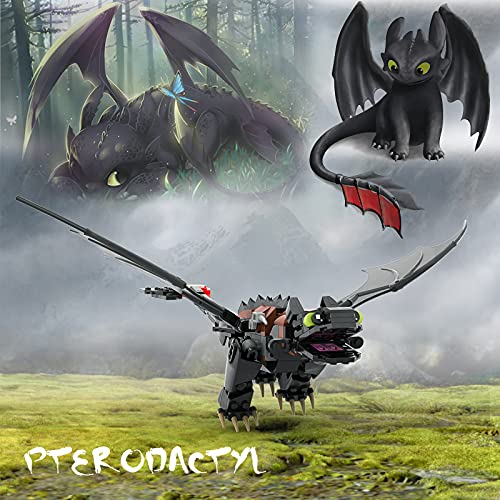 Tenhorses Toothless Furia Nocturna Negro como Entrenar a Tu Dragon 2 Juego de Bloques de construcción | Figurine d'Action Dragon Desdentado Toothless Figura Coleccionable | (234 Piezas)