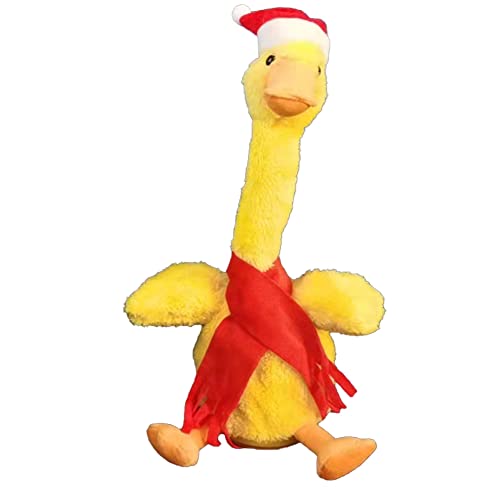 TENKY Twisting Neck Musical Duck, Stuffed Animal Repeating Duck, Baby Learns to Talk Plush Toy, Sing and Dance, Learn Tongue Duck Gifts for Kids