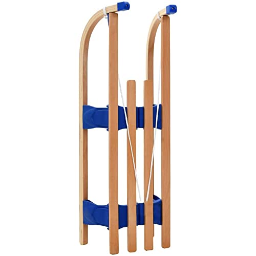 TGHY Trineo de Nieve de Madera para Niños de 80cm Trineo Plegable Tobogán con Cuerdas de Tracción y Corredores de Metal Juguete de Nieve para Niños Pequeños Deportes de Invierno