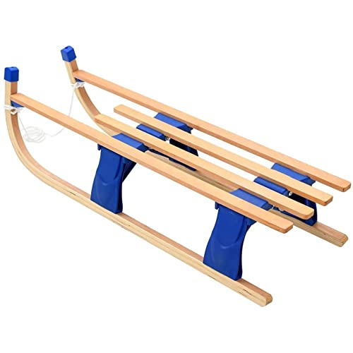 TGHY Trineo de Nieve de Madera para Niños de 80cm Trineo Plegable Tobogán con Cuerdas de Tracción y Corredores de Metal Juguete de Nieve para Niños Pequeños Deportes de Invierno