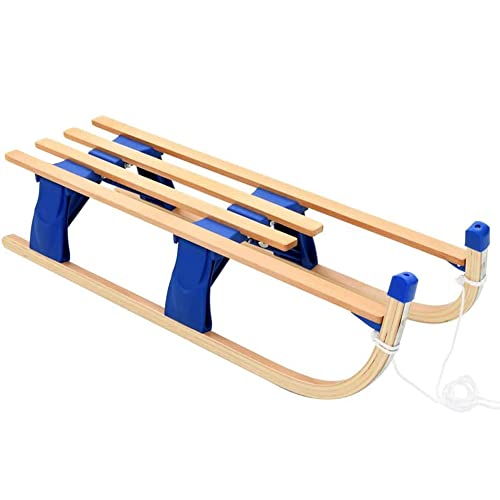 TGHY Trineo de Nieve de Madera para Niños de 80cm Trineo Plegable Tobogán con Cuerdas de Tracción y Corredores de Metal Juguete de Nieve para Niños Pequeños Deportes de Invierno