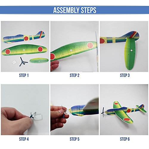 THE TWIDDLERS 48 Aviones Planeadores para Niños / Deslizadores Voladores en 12 Diseños Diferentes - Fácil de Montar