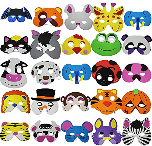 THE TWIDDLERS 50 Máscaras de Espuma para Niños - 25 Diseños | Bolsos de Fiesta