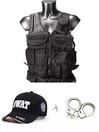 thematys S.W.A.T. Set 3 Partes - Gorra, Chaleco y Esposas SWAT Carnaval, Halloween & Cosplay