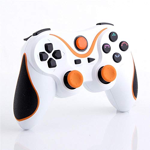 TheMax® Controlador de PS3 inalámbrico PS3 controlador Gamepad PS3 mando mando a distancia de doble vibración (blanco/naranja)