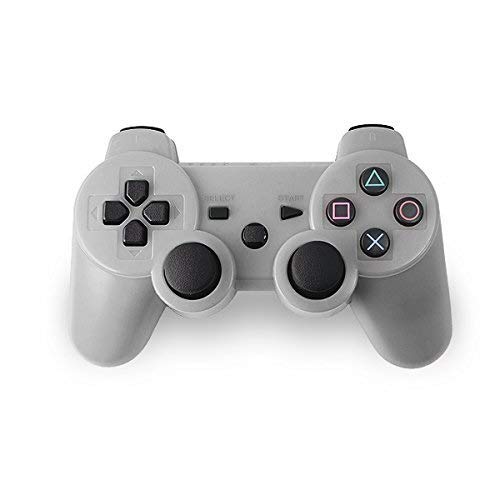 TheMax® PS3 Controller Wireless SILVER PS3 Controller Gamepad PS3 Controller Joystick PS3 Controlador remoto doble vibración con cable de carga para controlador PS3 (Plata)