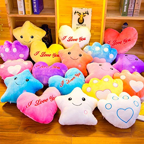 Theshy Juguete Lindo De Los NiñOs De La Felpa Suave De La Almohada Que Brilla Intensamente Luminosa del CorazóN Colorido - Peluches - Cojín 3D