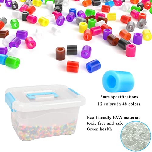 THETHO 10000 PCS Abalorios Fusibles de Agua de 5mm Colores Aleatorios Cuentas Fusibles de Agua con 8 Tableros, 3 papeles de planchar y 5 pinzas Abalorios de Artesanía para DIY Manualidades Infantiles