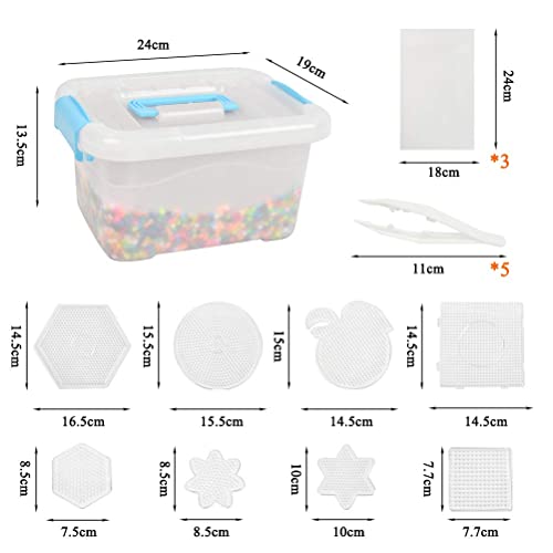 THETHO 10000 PCS Abalorios Fusibles de Agua de 5mm Colores Aleatorios Cuentas Fusibles de Agua con 8 Tableros, 3 papeles de planchar y 5 pinzas Abalorios de Artesanía para DIY Manualidades Infantiles