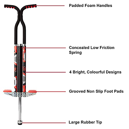 Think Gizmos Palo Saltador Pogo para Jinetes 80lbs A 160lbs - Saltador Pogo King Palo para Niños Y Niñas (y Adultos Ligeros) - Calidad De Construcción Sólida (Rojo)