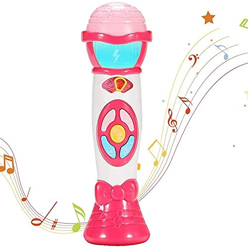 ThinkMax Juguete Micrófono Karaoke, Cambio De Voz Y Grabación De Micrófono, Juguete Educativo Temprano En Música para Niños (Rosa)