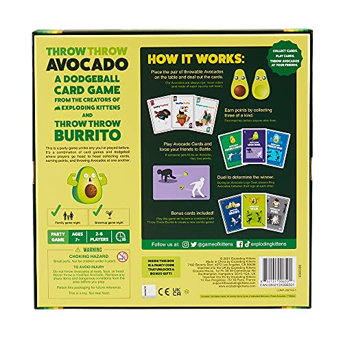 Throw Throw Avocado by Exploding Kittens - A Dodgeball Card Game Sequel and Expansion Set - Family-Friendly Party Games - Card Games for Adults, Teens & Kids - 2-6 Players, TTA-Core-1