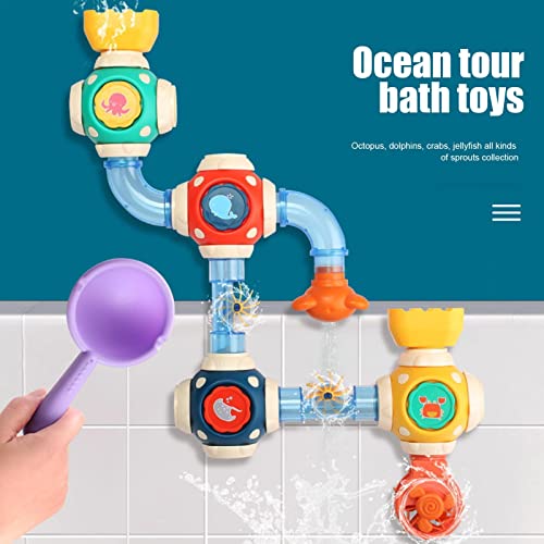 Tianhai Juguetes de baño para bebés, tubos extraíbles, juguete de baño para bebés, tubo de construcción multicolor, con ventosas, accesorios de baño, para niños pequeños, niñas y niños