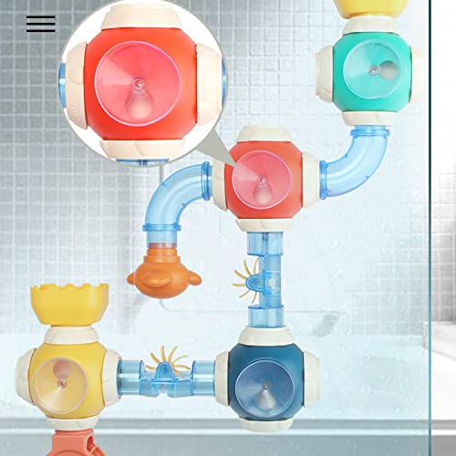 Tianhai Juguetes de baño para bebés, tubos extraíbles, juguete de baño para bebés, tubo de construcción multicolor, con ventosas, accesorios de baño, para niños pequeños, niñas y niños