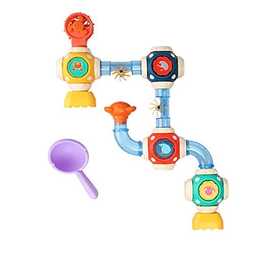 Tianhai Juguetes de baño para bebés, tubos extraíbles, juguete de baño para bebés, tubo de construcción multicolor, con ventosas, accesorios de baño, para niños pequeños, niñas y niños