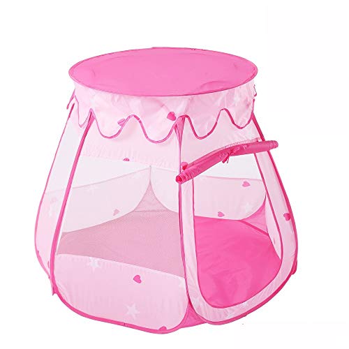 Tienda para niños versátil Rosa De Seis Caras De Malla Transpirable Carpa Del Niño Interior Carpa Plegable Lindo Princesa Coliseum Cónica Con La Bolsa De Asas ( Color : Rosado , Size : 110x110x82cm )