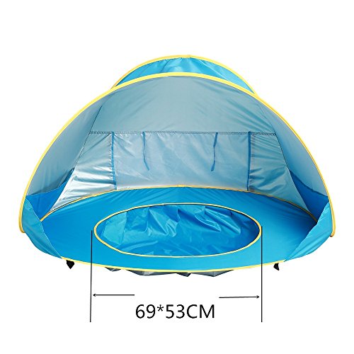 Tienda Playa Bebe Modelo Actualizada,Pop up Tienda de Bebé con Piscina para Infantil, Carpa Automática Plegable Portátil de protección Solar Anti UV 50+ (Adecuada para bebé de 3 a 36 Meses) (Azul)