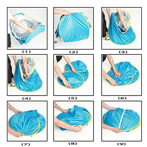 Tienda Playa Bebe Modelo Actualizada,Pop up Tienda de Bebé con Piscina para Infantil, Carpa Automática Plegable Portátil de protección Solar Anti UV 50+ (Adecuada para bebé de 3 a 36 Meses) (Azul)