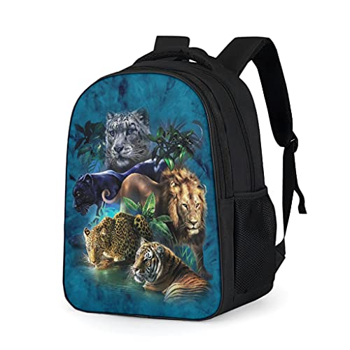 Tiger Leopard Lion Mochila escolar para adolescentes y niños, ligera para mujeres, bolsas de libros, mochila para niños, mochila para viajes, Gris brillante., Talla única,