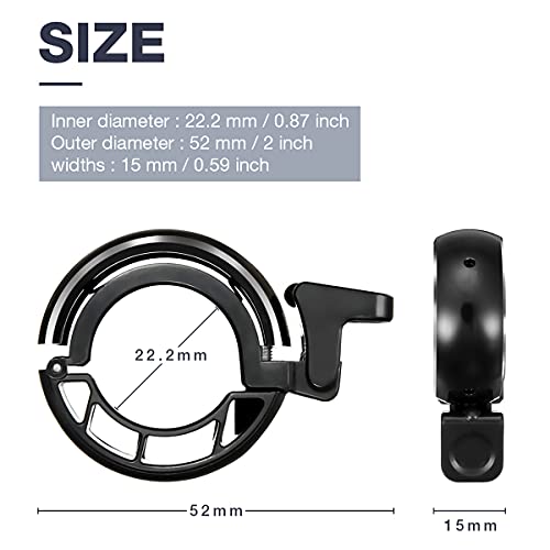 Timbre de Bicicleta, 2 Piezas Campanas de Ciclismo, Sonido Fuerte y Claro, Adecuado para Manillares de 22.2-24 mm, Aluminio de Diseño Forma Q Bicycle Bell, para MTB, Bicicleta de Carretera