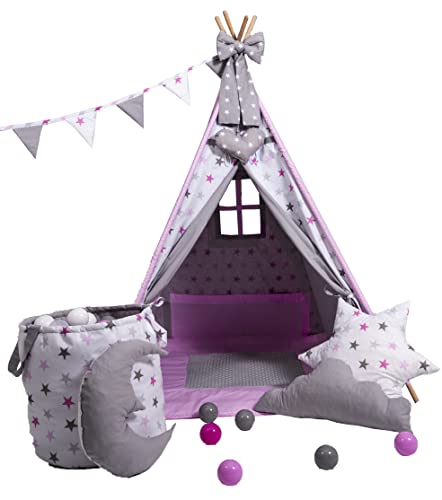 Tipi Teepee - Tienda de campaña para niños, diseño de estrella, color rosa