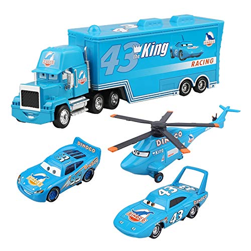 Tire hacia Atrás Coches 4 Uds Pixar Cars 2 Lightning Mcqueen The King Aircraft Mack Uncle Track 1:55 Diecast Metal Alloy Modle Regalos Juguetes Para Niños