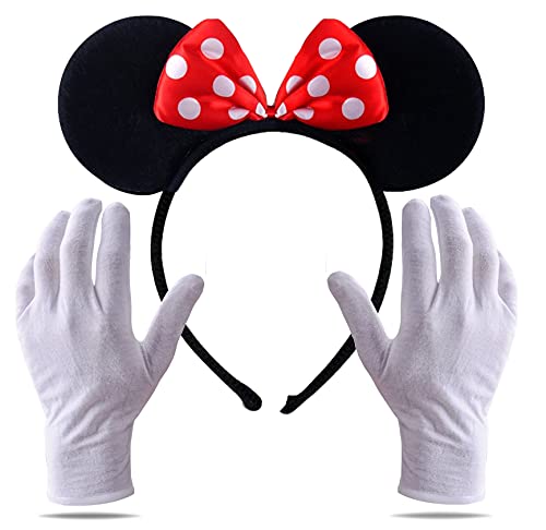 TK Group Timo Klingler 2 en 1 - Disfraz de Minnie Mini Mouse Ears con guantes y orejas de ratón para mujeres en Mardi Gras & Carnival (Juego)