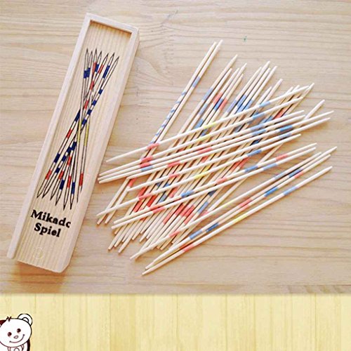 TKQIrene El bebé Educativo de Madera Tradicional Mikado Spiel Recogida de Juguetes palillo de Madera sobresale hacia Arriba con la Caja del Juego