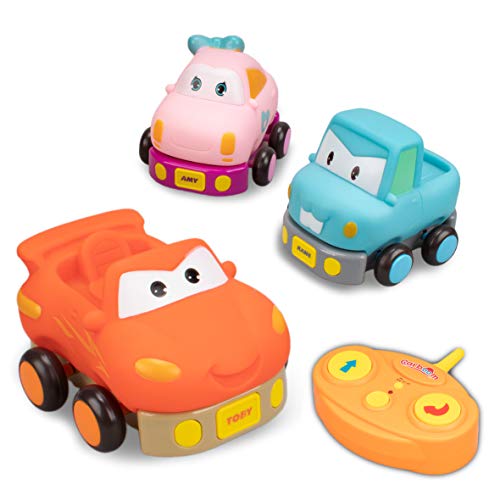 TOBY Coche Teledirigido Bebe con Música y Luces, Juguetes Niños 2 Años o Más, Muy Resistente, Juguete para Bañera, Coches RC Teledirigidos para Bebes, Rojo, Azul o Rosa