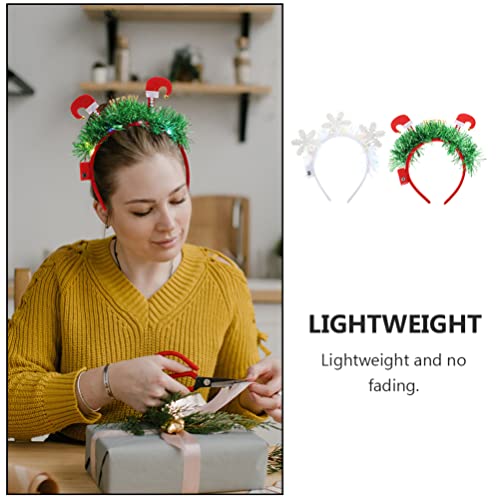 Toddmomy 2 Unids Christmas Reno Asnos Diadema LED Copos de Nieve Copos de Nieve Diadema Holiday Hair Hoop Hour Trajes de Navidad con La Luz para Las Mujeres Chicas