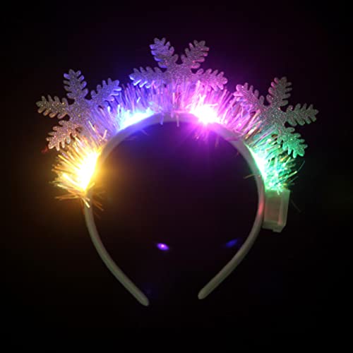 Toddmomy 2 Unids Christmas Reno Asnos Diadema LED Copos de Nieve Copos de Nieve Diadema Holiday Hair Hoop Hour Trajes de Navidad con La Luz para Las Mujeres Chicas