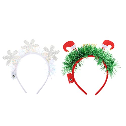 Toddmomy 2 Unids Christmas Reno Asnos Diadema LED Copos de Nieve Copos de Nieve Diadema Holiday Hair Hoop Hour Trajes de Navidad con La Luz para Las Mujeres Chicas