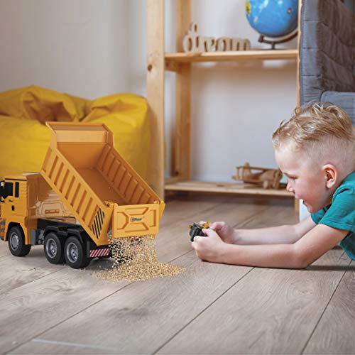 Top Race - Camión volquete de Control Remoto, 6 Canales, Totalmente Funcional, Camiones de construcción, Juguetes para niños de 3 ,4, 5, 6 y 7 años, con Luces y Sonido, Escala 1:18, TR-122