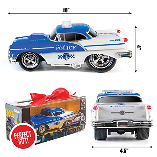 Top Race Remote Control Police Car Toy, RC Car para niños, Regalo para niños de 2 a 9 años | Luces y Sonidos | Neumáticos de Goma, Regalo Resistente del Juguete del Coche de policía de RC